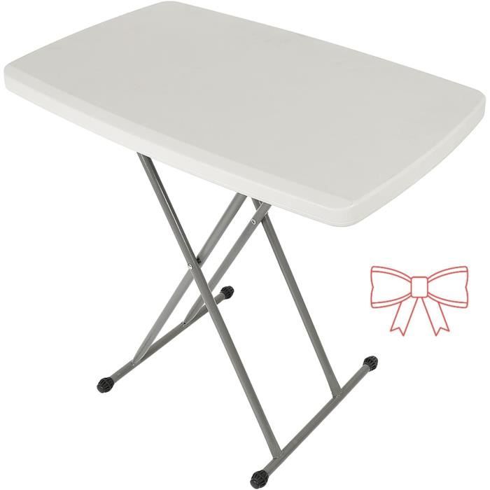 Table Pliante Rectangle -Jardin et Camping Blanche Pieds -Table de Jardin Plastique,Table Compacte et Pliable, Table Pliante Aju88