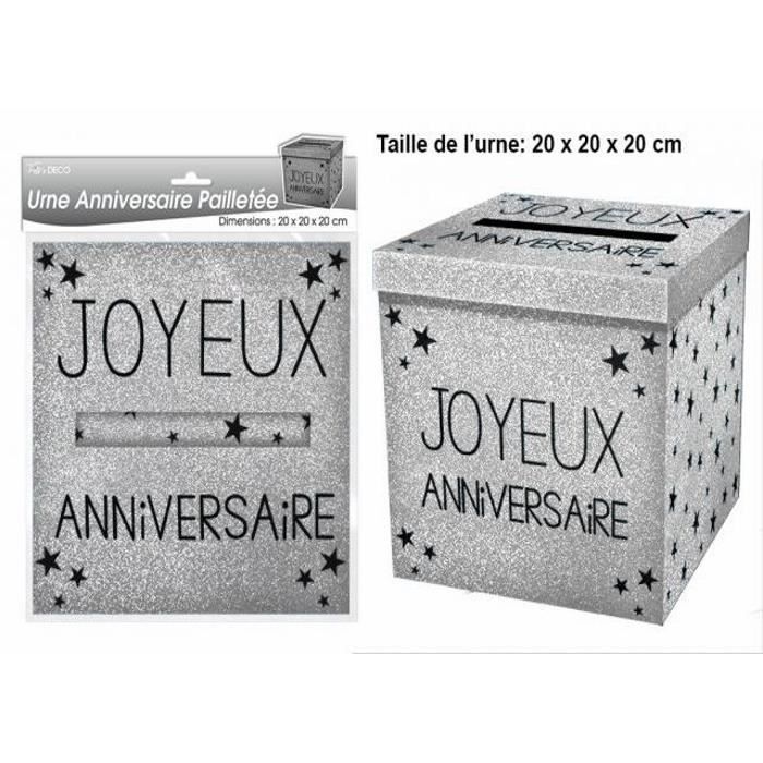 Urne Joyeux Anniversaire Pailletee Argent Achat Vente Urne Decorative Prolongation Soldes Cdiscount