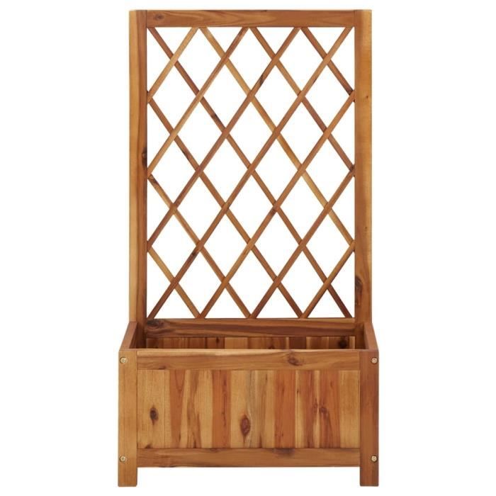 Lit surélevé de jardin - SURENHAP - J12233 - Bois dacacia massif - Treillis intégré - 55 x 28 x 100 cm