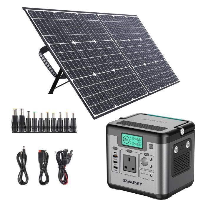 SWAREY S500 Pro 518 Wh Générateur portable avec panneau solaire pliable 100 W – Kit d'alimentation de secours pour voyage et maison