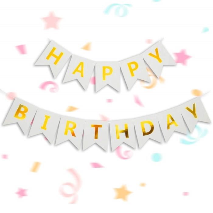Banderole Fête à Assembler Bannière Anniversaire Joyeux Anniversaire En Feutre | Guirlande Déco Fête | Enfants/Adultes | Ruban Inclus Guirlande Happy Birthday