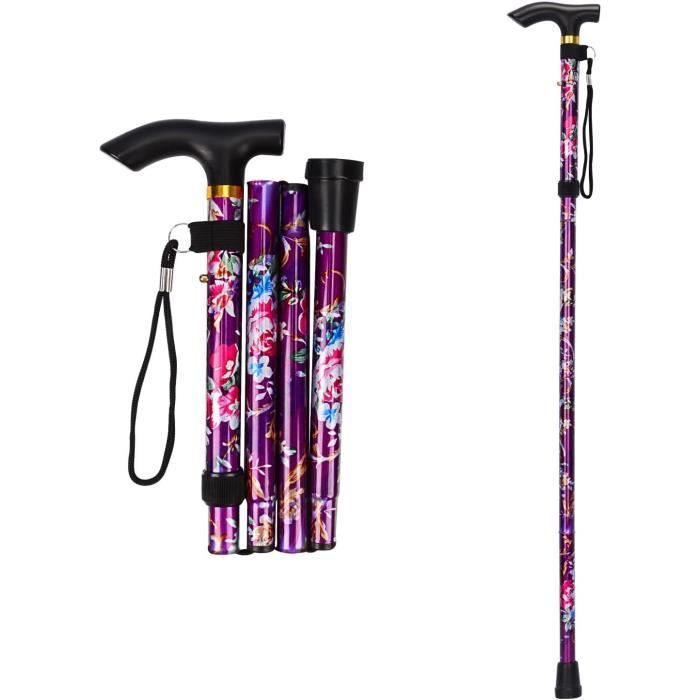 Atyhao Canne pliante Bton de marche pliable, canne pliable légère et durable réglable, pour les