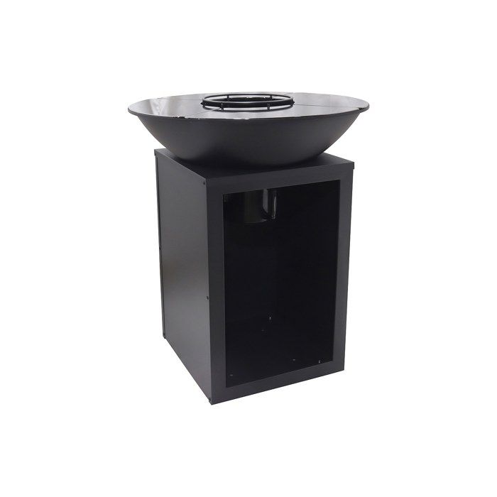 Barbecue plancha brasero à charbon et bois avec rangement L80 x l80 x H95 cm noir - IGNOS