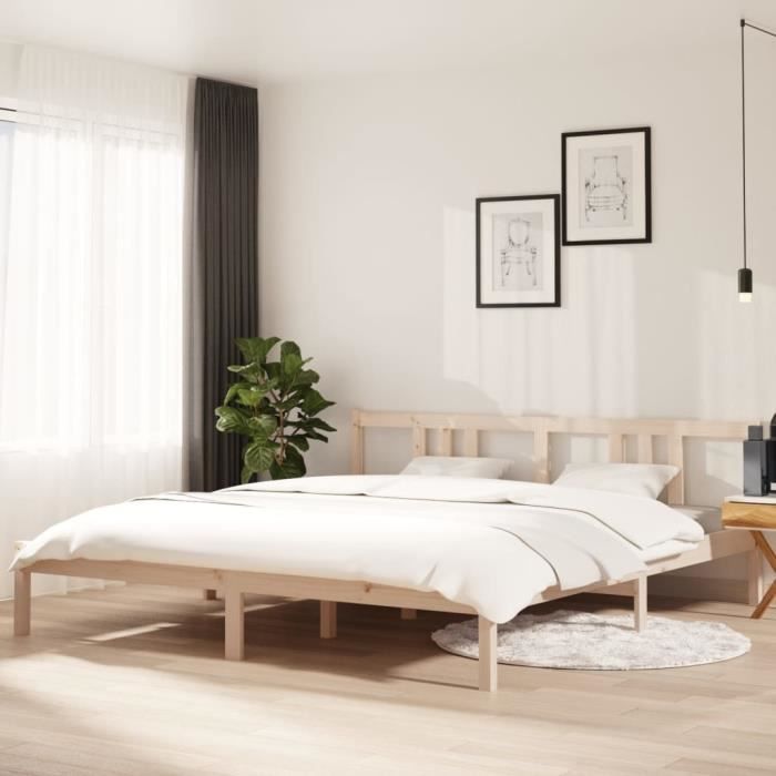 Fafeicy Cadre de lit Bois massif 180x200 cm Super King A3104623 110054