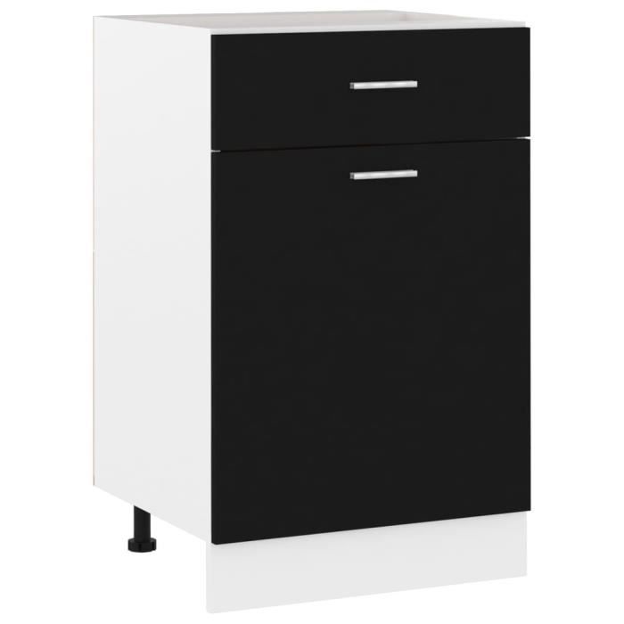 Armoire de plancher à tiroir - VIDAXL - 50x46x815 cm - Noir - Mat - Bois aggloméré