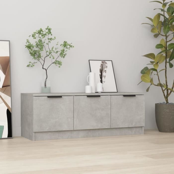 Meuble TV - VIDAXL - Gris béton - 102x35x365 cm - Bois dingénierie - Style classique