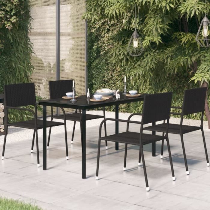 vidaXL Table à dîner de jardin acier et verre - vue 2