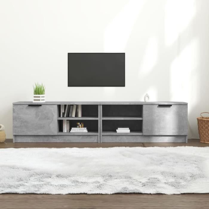 vidaXL Meubles TV 2 pcs Gris béton 80x35x365 cm Bois dingénierie 811475