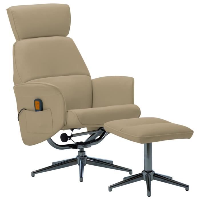 vidaXL Bois Courb/é Fauteuil de Massage Inclinable avec Repose-Pied Fauteuil de Relaxation Salon Salle de S/éjour Maison Int/érieur Cappuccino Similicuir