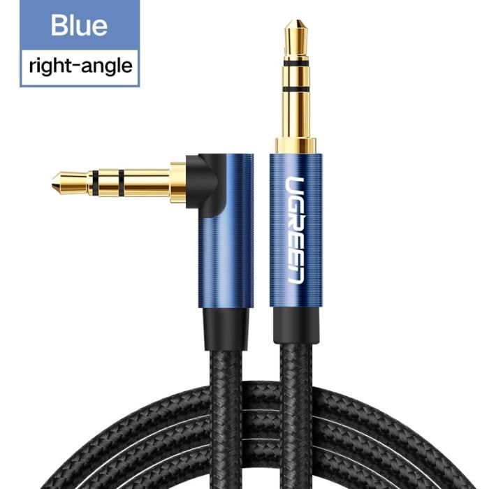 Blue rightangle50cm câble auxiliaire Audio,Jack 3.5mm à 3.5mm,fil