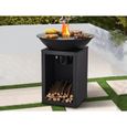 Barbecue plancha brasero à charbon et bois avec rangement 80 x 80 x 96 cm noir - IGNOS-1