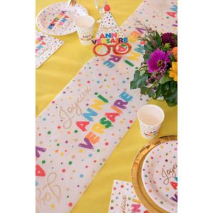 Chemin De Table Maille Doré 28cm X 10m - Décoration 'Joyeux 18 Ans' Pour Fête, Anniversaire, Mariage