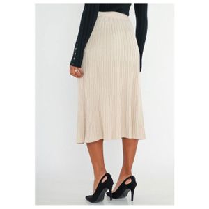 Zara Jupe Genou Femme M Medium 42 W28 Beige Trapèze 100% Coton Évasée