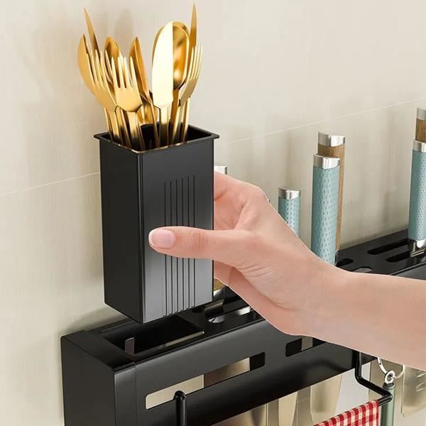 Smallboutique Porte-ustensiles En Aluminium Noir, Support De