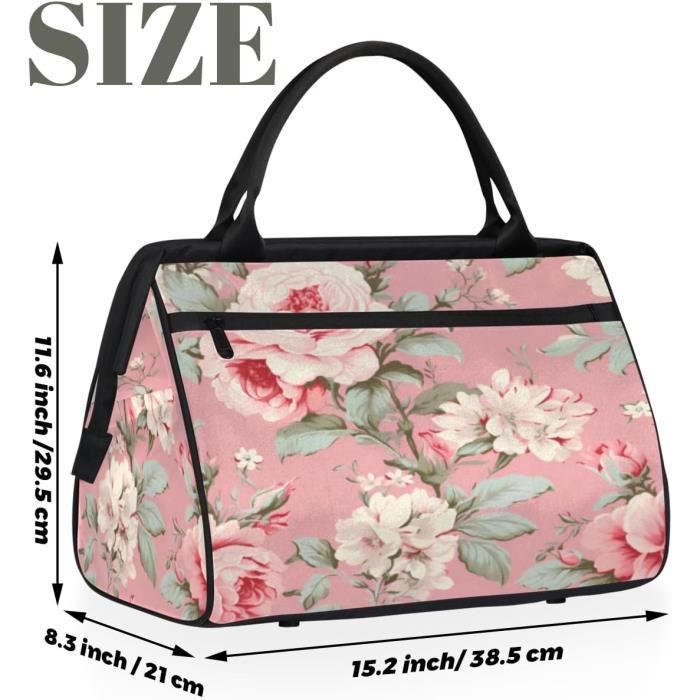 Sac De Sport Vintage Motif Fleurs Et Feuilles Pour Homme Et