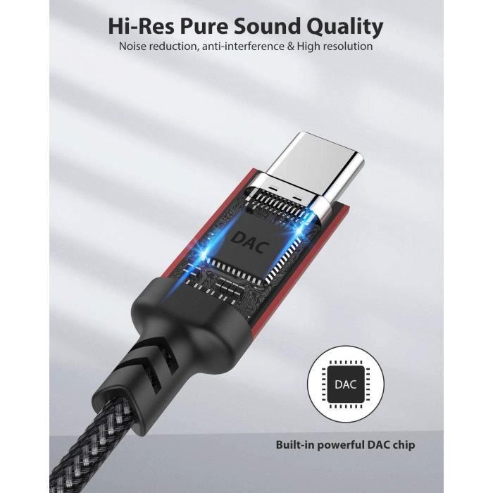 NIMASO Câble Auxiliaire Audio USB C vers 3,5 mm Mâle Câble aux