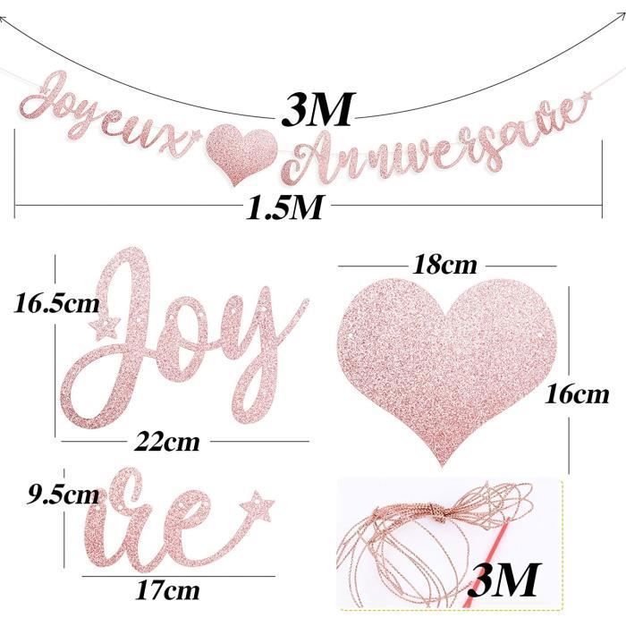 Bannière Joyeux Anniversaire - Lettres Or Sur Blanc - 5m Cordon - Déco Fête DIY Personnalisable