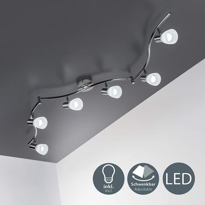Plafonnier LED 3 Spots Orientables Salle De Bain – Chrome – 3x5W GU10 Blanc Chaud IP44 – B.K.Licht