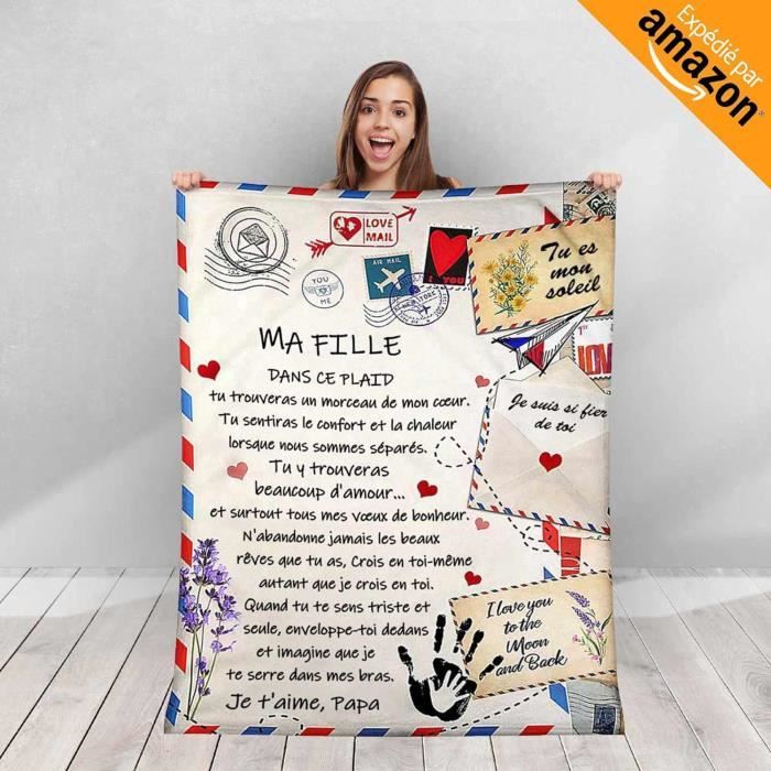 Plaid Personnalisé Pour Papa - Message D'Amour De Sa Fille (140x180cm)