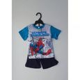 Ensemble Short Tee Shirt 100% Coton Enfant SPIDERMAN MARVEL Bleu Clair-2