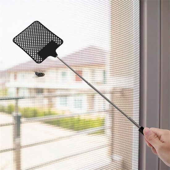 3 Tapettes à Mouches Télescopiques - Poignée En Acier Inoxydable, Portable, Anti-insectes