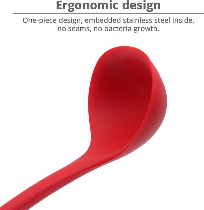 Louche De Cuisine En Silicone - Manche Isotherme Anti-Brûlure, Idéale Pour Soupes Et Fondue