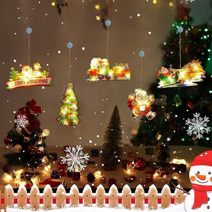 Lumières de Fenêtre de Noël, RosyFate 4 x Lumières de Ventouse à LED, Guirlande  Lumineuse Fenêtre Noël, Décoration de Noël Lumineuse, Décoration de Noël  Exterieur/Intérieur (Reindeer) : : Bricolage