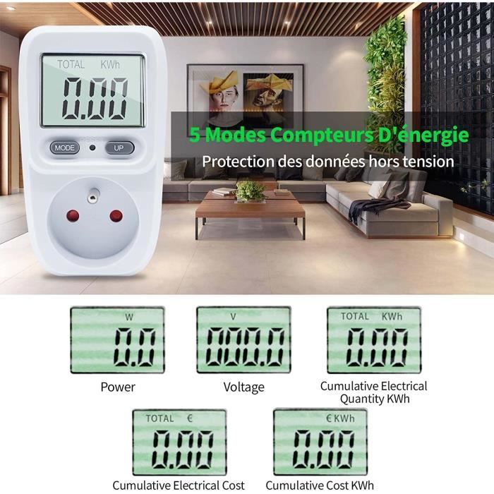 Retoo Wattmètre Prise Compteur d'Énergie Consommation d'Énergie avec  Protection Contre Les surcharges 3600W Compteur de consommation - Cdiscount  Bricolage