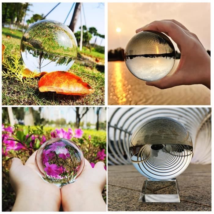 Boule En Verre Pour Photo - 60 Mm - Transparente Avec Support - Déco - Navaris