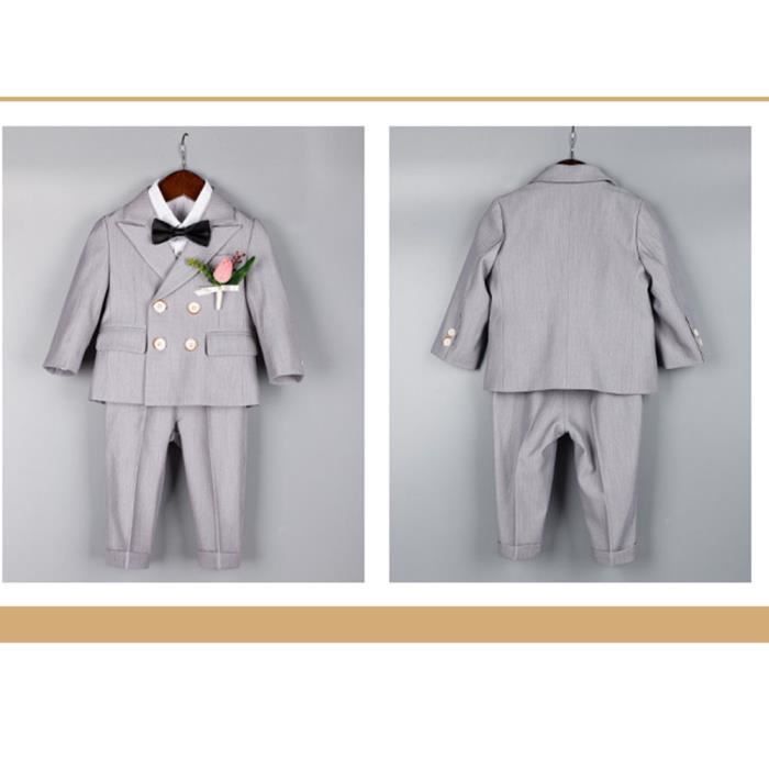 Ensemble Barboteuse Gentleman Bébé Garçon - Tenue De Mariage 2 Pièces Avec Manteau Et Nœud Papillon, 6-24 Mois