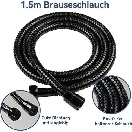 1.5 m tuyau de douche noir mat haute pression en acier inoxydable 360  ​​pivotant tuyau flexible accessoire de salle de bain pour - Cdiscount  Bricolage
