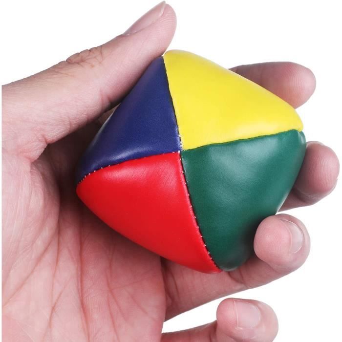 Lot de 3 balles de jonglage portables en cuir PU argenté et noir pour loisirs en intérieur