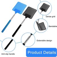 Lot De 3 Tapettes à Mouches Télescopiques - Poignée En Acier Inoxydable Extensible - Portable, Anti-Moustiques, Insectes - Pour Intérieur Et Extérieur