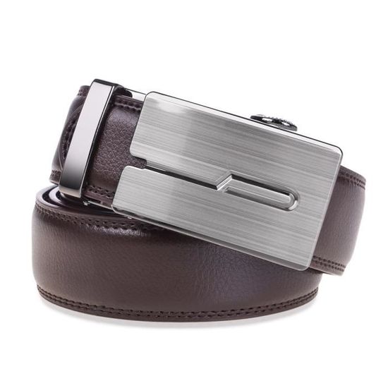 AKPOWER Ceinture pour Homme en Cuir avec Boucle Automatique en Acier Inoxydable 3,5cm Largeur