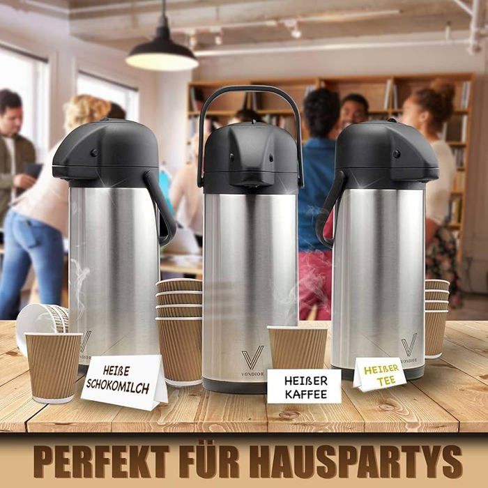 Carafe Thermique 1,5 L Acier Inoxydable – Café Chaud 12h / Froid 24h – Noir Mat Élégant