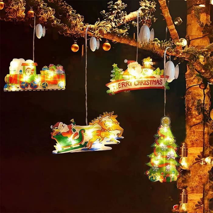 Lumières de Fenêtre de Noël, RosyFate 4 x Lumières de Ventouse à LED, Guirlande  Lumineuse Fenêtre Noël, Décoration de Noël Lumineuse, Décoration de Noël  Exterieur/Intérieur (Reindeer) : : Bricolage