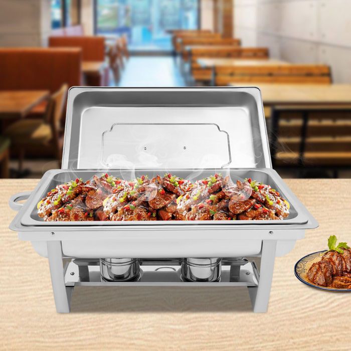 Chaffing dish de service de restauration en acier inoxydable,2 compartiment