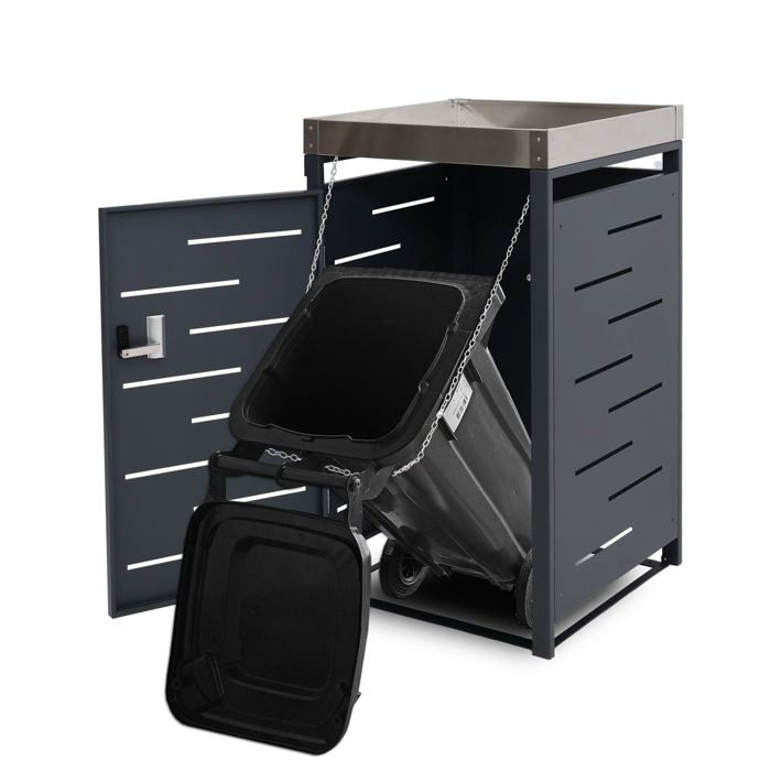 Cache poubelle exterieur pour 1 bac 80/120L 110x60x62 cm avec bac a ...