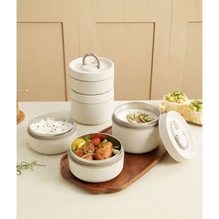 Boîte à Lunch 4 Compartiments Design en Acier Inoxydable 304 Contenants de Vaisselle Assortis pour le Contrôle des Portions avec Couvercles étanches(Le noir
