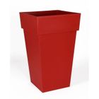 EDA PLASTIQUE EDA Pot de fleur haut carré Toscane - 39 x 39 x H 65 cm - 62 L - Rouge rubis