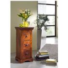 MASSIVMOEBEL24 Petit meuble d'appoint - Bois massif d'acacia laqué (Nougat) - Style colonial - OXFORD 501