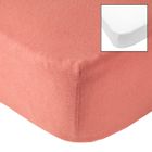 BABYCALIN Lot de 2 draps housse 60x120x15cm Terracotta/blanc