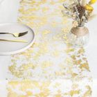 KAKOO Chemin de Table Filet avec Feuille d'or 28cmx15m, Ruban de Table Métallisé, Décoration pour Fête, Anniversaire, Mariage, Noël, DIY