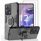 Compatible Xiaomi Redmi Note 12 Pro+ 5G- Coque Résistante avec béquille et 2 Films protections écran verre trempé [Novago]