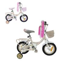 Vélo pour enfants Makani Breeze 12 pouces - Rose - Roues d'entraînement - Siège réglable