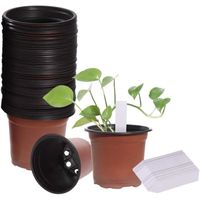Lot de 100 pots de semis en plastique pots de fleurs pots de plantes plastique Avec étiquettes plantes