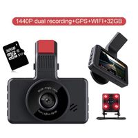 Caméra de Voiture HD1440P+720P WiFi DVR GPS avec avec 3.0" écran LCD, Détection de mouvement, Carte 32G
