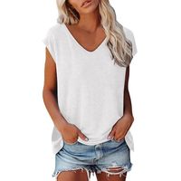 T-Shirt Manches Courtes Femme Grande Taille Été Ample Tee Shirt Femme Chic Et Elegant Haut Décontracté T-Shirts Blanc-1