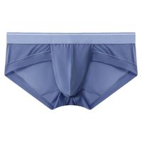 Boxer-shorty,Boxer sexy pour hommes,sous-vêtement respirant,séchage rapide,couleur unie- Bleu[F53634]