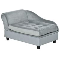 Canapé Chien Chat sur Pied avec Coffre de Rangement Style Moderne Coussin d'assise Amovible Grand Confort 76 x 45 x 41,5 cm Bleu